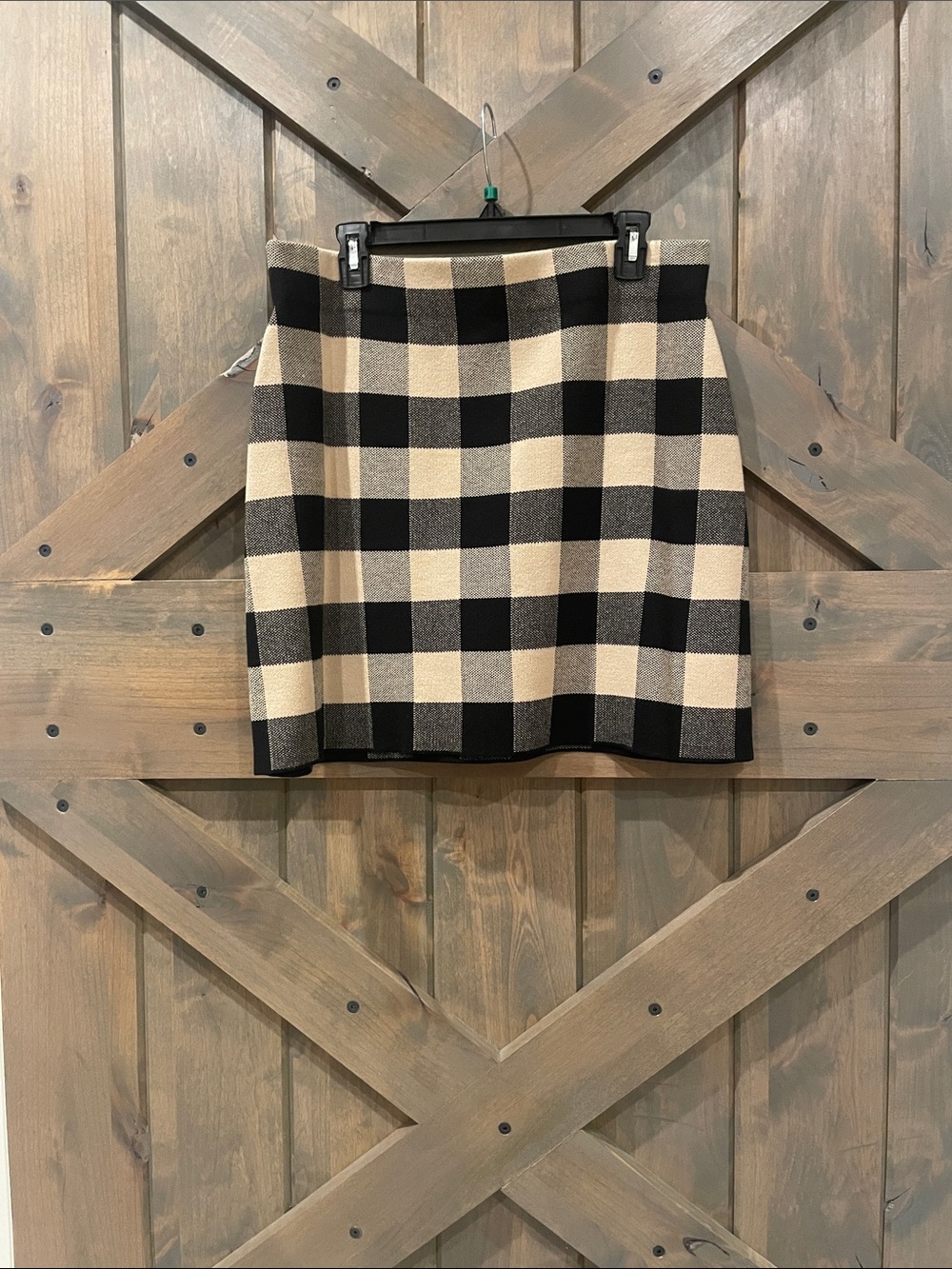 Classic Black and Tan Plaid Mini Skirt